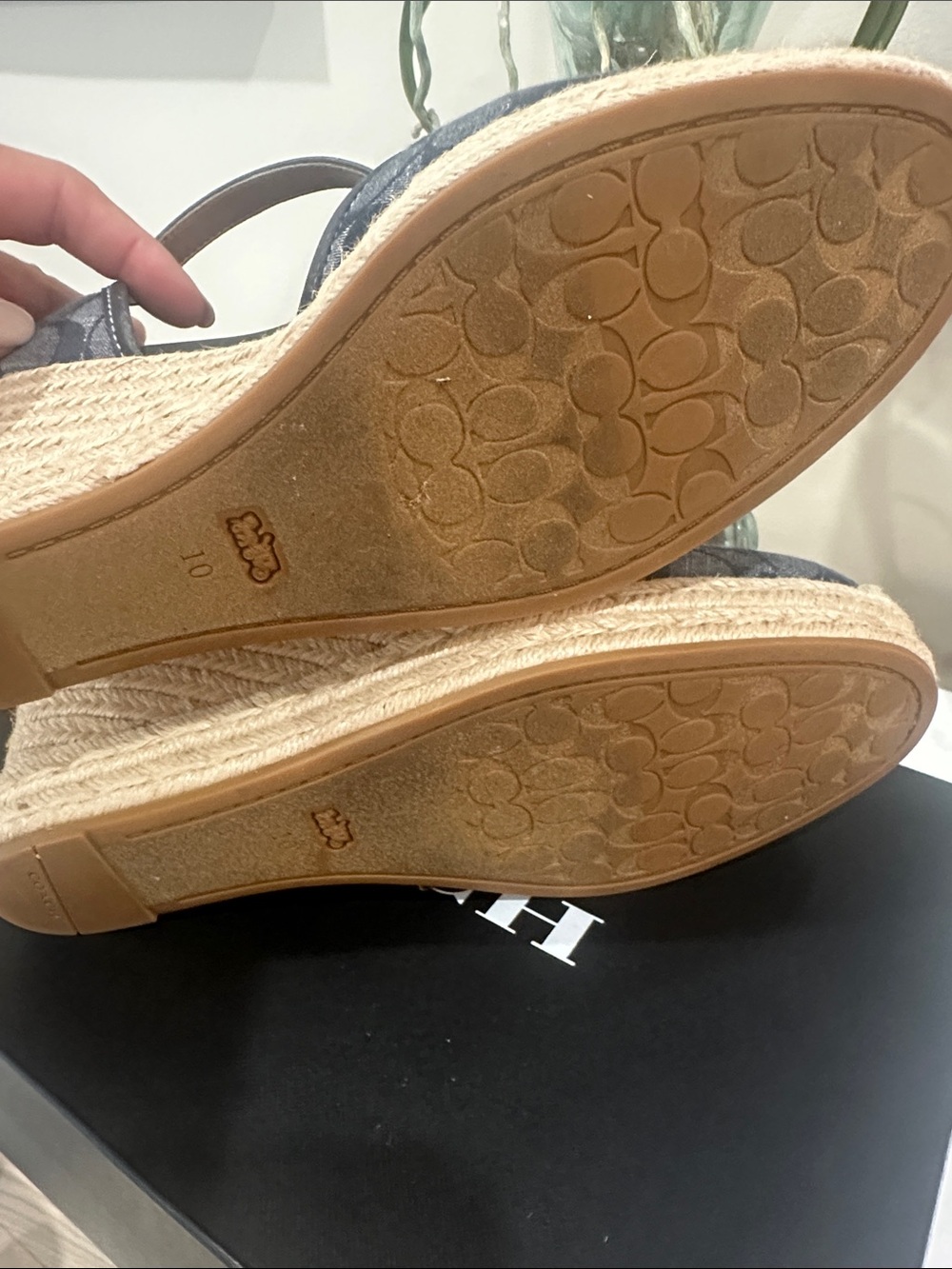 Coach Denim Signature Canvas Espadrille Wedge Sandals - Picture 4 of 6
